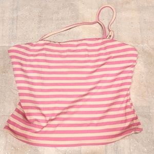 NWOT AFRM One Shoulder Striped Crop Pink Top